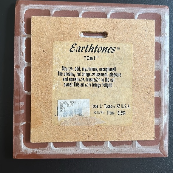 Earthtones Handglazed Vintage 1999 “Cat” Tile 6 X 6 Made in USA - Picture 2 of 8